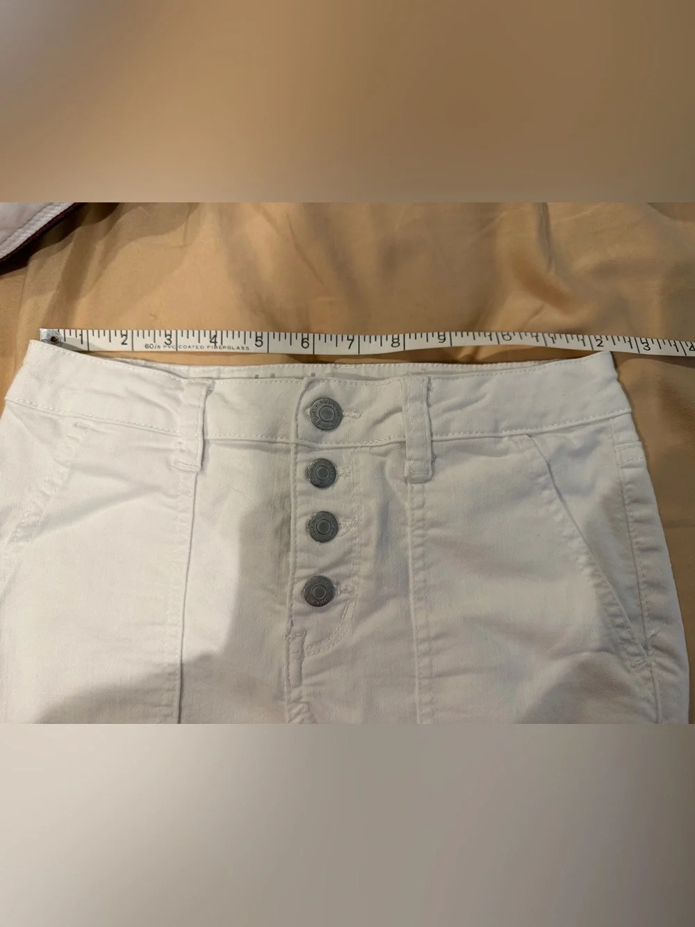 High-Rise White Button-Front Girls Shorts, Sz 12, EUC.
